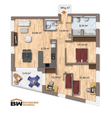 WE 7: Lothar-Späth-Carré - 4 Zimmer-Wohnung mit Balkon