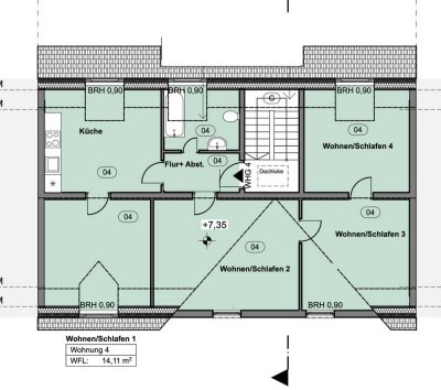 Renovierte Dachgeschosswohnung mit 4 Zimmern in guter Lage