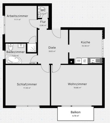 Attraktive 4-Zimmer-Dachgeschosswohnung mit Balkon und EBK in Herne