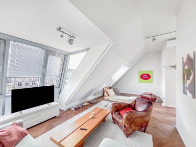 Klimatisiertes &amp; möbliertes Penthouse mit Terrasse in Bestlage in der Praterstraße, direkt bei U1-Station