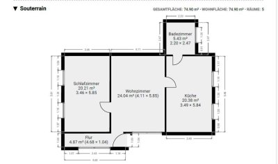 4-Zimmer-Souterrain-Wohnung in Groß-Gerau/Wallerstädten