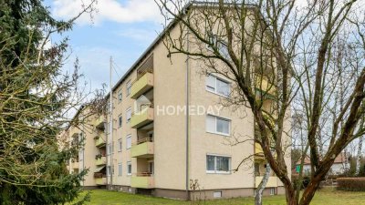 Leerstehende 4-Zimmer-Wohnung im Erdgeschoss mit Balkon
und Garage