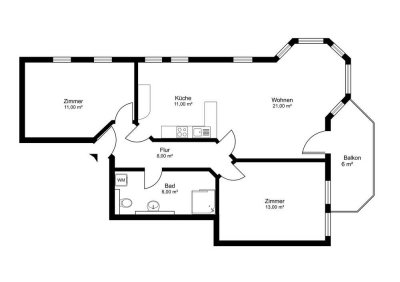 Ansprechende und gepflegte 3-Raum-Wohnung mit geh. Innenausstattung mit Balkon und EBK