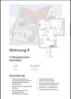 Neubauwohnung 65 bis 88qm, 2,5 bis 4,5 Zi, 9 Fam Haus, Erstbezug, Rottenburg-Eckenweiler