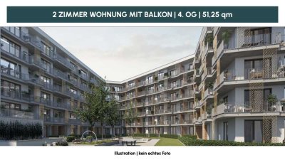 Neubau 2-Zimmer-Wohnung Südost Balkon zum Innenhof im 4. Stock. Barrierefrei direkt an U2