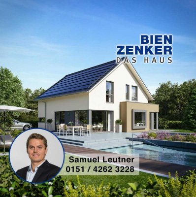 Bauen mit Bien-Zenker: Einfamilienhaus mit Satteldach und Übereck-Panorama-Erker Bammental