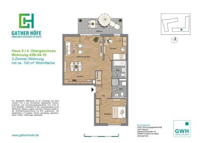 47125/58 Freundliche 3-Zimmer-Wohnung im Neubau in Düsseldorf-Rath