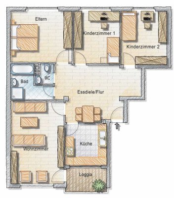 Helle 4-Zimmerwohnung mit EBK, Balkon und KFZ-Stellplatz in Nürnberg Schweinau