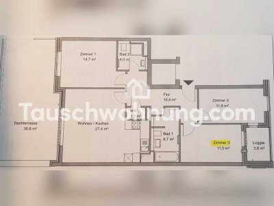 Tauschwohnung: 4 Z-Wohnung mit 36 qm Terrasse in Wandsbek (Markt)