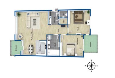 Jahr 2020 Wohnung mit Balkon, Loggia, EBK, Solar, Carport u.v.m. in zentraler Lage