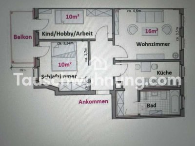 Tauschwohnung: 3 Raum Wohnung mit Balkon und Fußbodenheizung