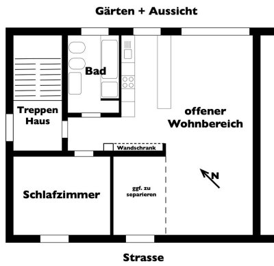 Helle 2-3 Zimmer-Dachgeschosswohnung in Wiehl/Oberwiehl