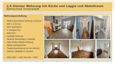 Remscheid Innenstadt| Helle 2,5-Zimmer Wohnung mit Küche | Hell und modern geschnitten