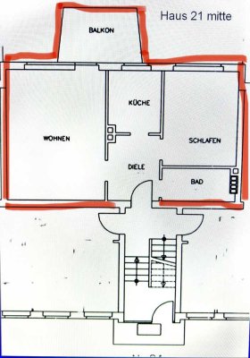 Hübsche  neu sanierte 2 Zimmerwohnung mit Balkon