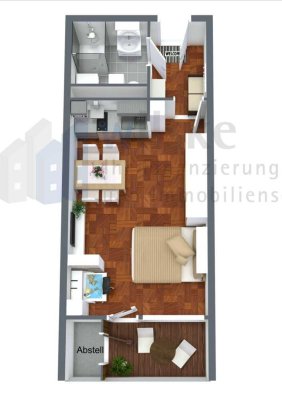 Vier Wände zum Wohlfühlen - Ruhige 1-Zimmer-Wohnung mit Einbauküche, ideale Anbindung zur City