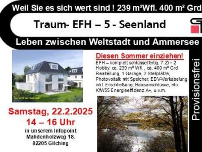 Nur diesen Samstag 1.711.111,11 FASCHINGSHIT! EFH - 239 m² Wfl., 400 m² Grd.