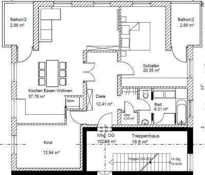 Stillvolle 3-Zimmerwohnung mit Balkon ab 01. Mai 2025 zu vermieten