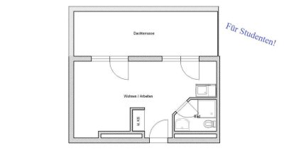 FÜR STUDENTEN: Apartment ab 01.03. mit Dachterrasse! 651€ inkl. BK/HK/Strom/Internet!