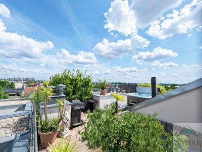 Den Arbeitsalltag im eigenen Whirlpool auf der riesigen Dachterrasse vergessen und die Seele baumeln lassen!