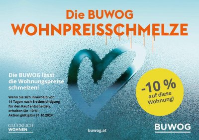 -10% BUWOG WOHNPREISSCHMELZE! PROVISIONSFREIE 1-ZIMMER GARTENWOHNUNG BEIM MARCHFELDKANAL!