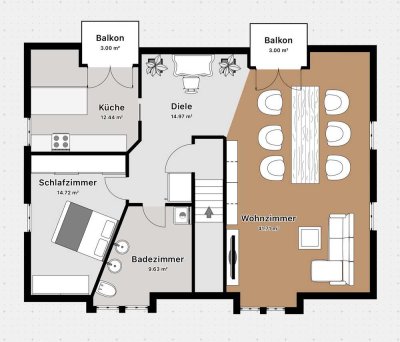 Attraktive 3,5 Zimmer - Maisonette Wohnung in zentraler, aber ruhiger Gartenlage