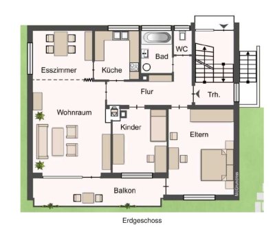 Ergeschoss Wohnung mit garage / möbliert