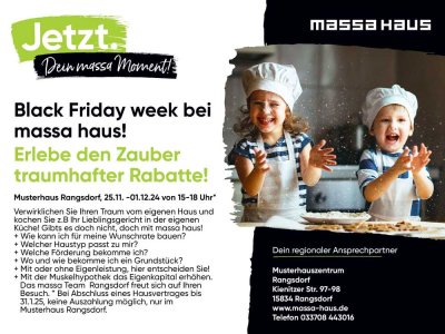 BLACKWEEK BEI MASSAHAUS VOM 25.11.-01.12.2024 in Rangsdorf! 15 - 18 Uhr!Exklusive Rabatte!Willkommen