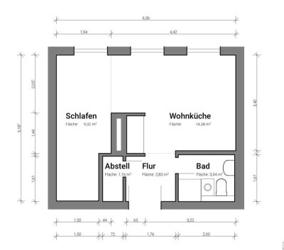 Helle 1,5R Whg mit EBK und Abstellraum, neu renoviert, TOP Zustand