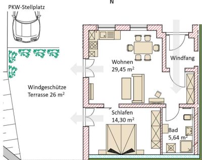 Exklusive, moderne 2-Raum-WellnessTerassenwohnung in Freising (Kreis), Attenkirchen / Zweitbezug