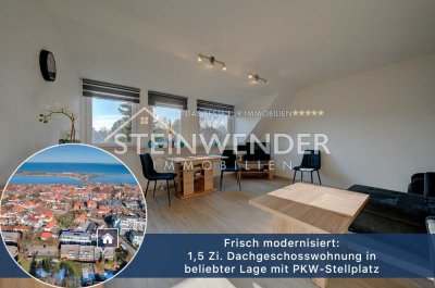 Frisch modernisiert: 1,5 Zi. Dachgeschosswohnung inbeliebter Lage mit PKW-Stellplatz