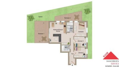 Provisionsfrei: Attraktive 4-Zimmer-Gartenwohnung in zentraler, ruhiger Lage