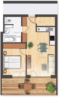 Nachmieter gesucht: ab 15. März 2025 - 2-Zimmer-Wohnung, ruhig &amp; doch zentral