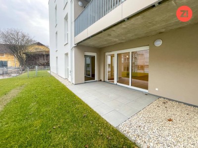 Geförderte 2-Zimmer-Wohnung mit Tiefgaragenparkplatz , Terrasse &amp; Garten in Gallspach. Erstbezug!