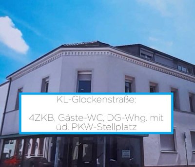 KL-Glockenstraße: Zentral gelegene 4-ZKB-DG-Whg. mit überdachtem PKW-Stellplatz