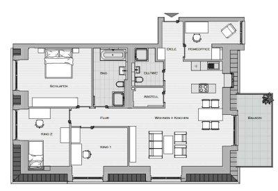 Rheingrafenpark: Penthouse-Wohnung -5 Räume - moderner Grundriss - toller Lichteinfall