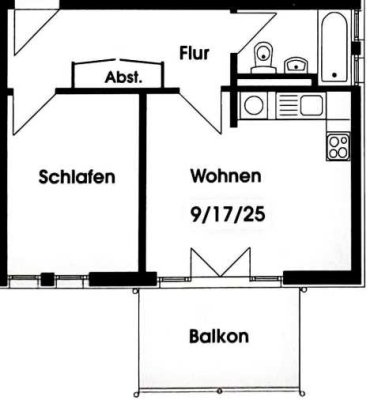 29.10.2024 - 15.01.2025 VOLLMÖBLIERT 2-Zimmer-Wohnung mit Balkon und Einbauküche in Maintal