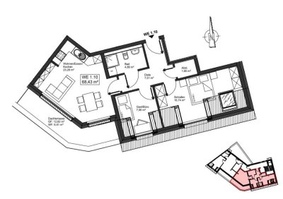 +++ Reserviert +++ Penthouse Wohnung mit großer Dachterrasse - Whg. Nr. 1.10