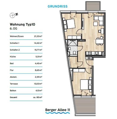 *Über den Dächern von Carlstadt* Lichtdurchflutetes Penthouse im exklusiven Neubau mit 2 Balkonen