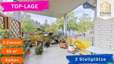 Großer Balkon mit 2 Zimmer-Oase zum Wohlfühlen & Doppel-Stellplatz!