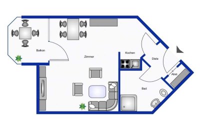 Modernisierte 1-Zimmer-DG-Wohnung mit Balkon in gepflegter Wohnanlage in Büdingen