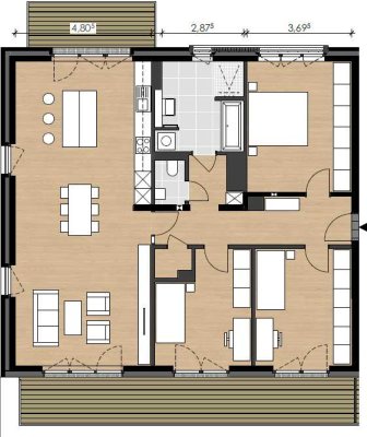 4-Zimmer-Penthouse-Wohnung mit 2 Balkonen im Effizienzhaus 55 (EE) * nachhaltig & urban wohnen