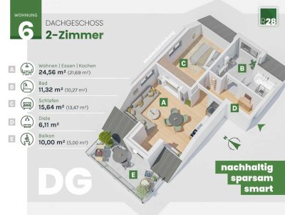 Traumwohnung unter dem Dach: Top-Wärmedämmung, viel Licht und großes Wohlfühlbad (Wohnung 6)