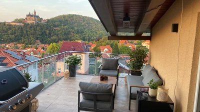 Traumvilla mit Schlossblick, Pool und Gästehaus / Büroflächen