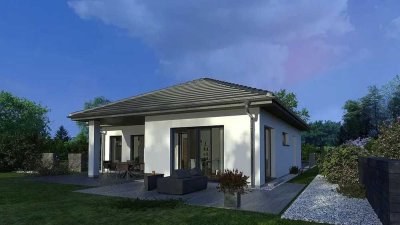 BUNGALOW mit überdachter Terrasse (Freisitz) Typ II mit Grundstück für OKAL Häuser