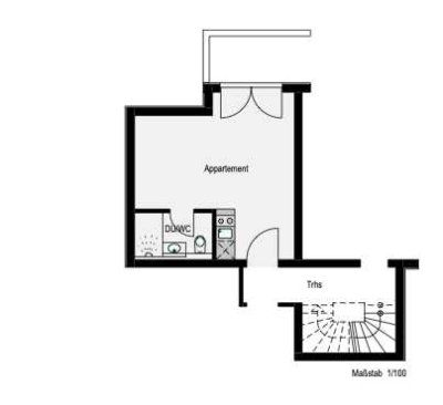 Teilmöbliertes 1-Zimmer-Appartment in Reutlingen-Rommelsbach