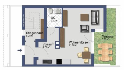 Dreizimmer Maisonette mit Balkon - ab 1.Dezember - in Franking - Heizung inklusive