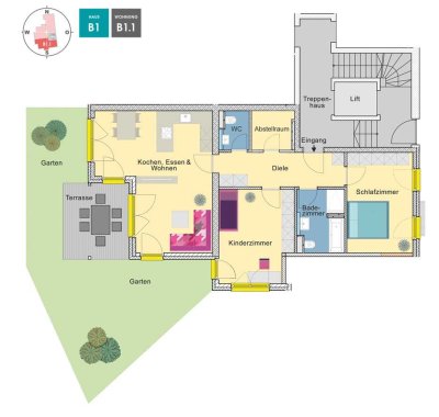 FAMILIENWOHNUNG | 3 Zimmer mit großem Garten und Westausrichtung| B1.1