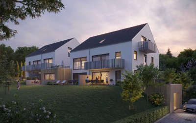 Dachgeschosswohnung mit Balkon und freiem Blick über die Landschaft