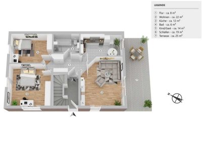 Schöne, barrierefreie 3-Zimmer EG-Wohnung in MS-Angelmodde mit Terrasse und Garten