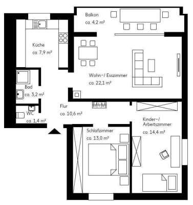 Modernisierte 3-Zimmer-Wohnung mit Balkon und Einbauküche in Plochingen